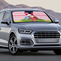 Japan Christmas Auto Sun Shade with Santa Mount Fuji Rising Sun and Festive Pattern Design - Wonder Print Shop