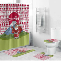Japan Christmas Bathroom Set with Santa Mount Fuji Rising Sun and Festive Pattern Design - Wonder Print Shop