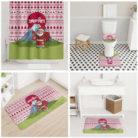 Japan Christmas Bathroom Set with Santa Mount Fuji Rising Sun and Festive Pattern Design - Wonder Print Shop