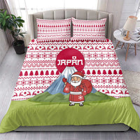 Japan Christmas Bedding Set with Santa Mount Fuji Rising Sun and Festive Pattern Design - Wonder Print Shop