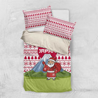 Japan Christmas Bedding Set with Santa Mount Fuji Rising Sun and Festive Pattern Design - Wonder Print Shop