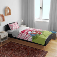 Japan Christmas Bedding Set with Santa Mount Fuji Rising Sun and Festive Pattern Design - Wonder Print Shop