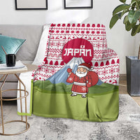 Japan Christmas Blanket with Santa Mount Fuji Rising Sun and Festive Pattern Design - Wonder Print Shop