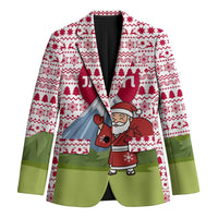 Japan Christmas Blazer with Santa Mount Fuji Rising Sun and Festive Pattern Design - Wonder Print Shop