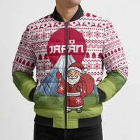 Japan Christmas Bomber Puffer Jacket with Santa Mount Fuji Rising Sun and Festive Pattern Design - Wonder Print Shop