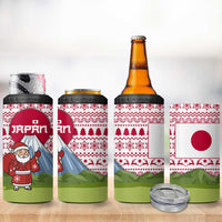 Japan Christmas 4 in 1 Can Cooler Tumbler with Santa Mount Fuji Rising Sun and Festive Pattern Design - Wonder Print Shop