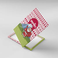 Japan Christmas Canvas Wall Art with Santa Mount Fuji Rising Sun and Festive Pattern Design - Wonder Print Shop