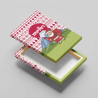 Japan Christmas Canvas Wall Art with Santa Mount Fuji Rising Sun and Festive Pattern Design - Wonder Print Shop