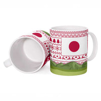 Japan Christmas Ceramic Mug with Santa Mount Fuji Rising Sun and Festive Pattern Design - Wonder Print Shop