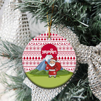 Japan Christmas Ceramic Ornament with Santa Mount Fuji Rising Sun and Festive Pattern Design - Wonder Print Shop