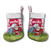 Japan Christmas Stocking with Santa Mount Fuji Rising Sun and Festive Pattern Design - Wonder Print Shop