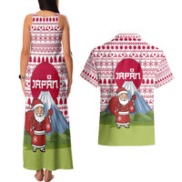 Japan Christmas Couples Matching Tank Maxi Dress and Hawaiian Shirt with Santa Mount Fuji Rising Sun and Festive Pattern Design - Wonder Print Shop