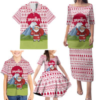 Japan Christmas Family Matching Puletasi and Hawaiian Shirt with Santa Mount Fuji Rising Sun and Festive Pattern Design - Wonder Print Shop