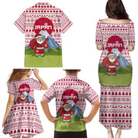 Japan Christmas Family Matching Puletasi and Hawaiian Shirt with Santa Mount Fuji Rising Sun and Festive Pattern Design - Wonder Print Shop