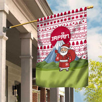 Japan Christmas Garden Flag with Santa Mount Fuji Rising Sun and Festive Pattern Design - Wonder Print Shop