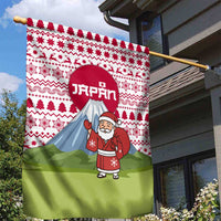Japan Christmas Garden Flag with Santa Mount Fuji Rising Sun and Festive Pattern Design - Wonder Print Shop