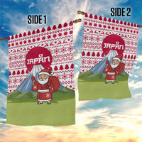 Japan Christmas Garden Flag with Santa Mount Fuji Rising Sun and Festive Pattern Design - Wonder Print Shop