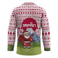 Japan Christmas Hockey Jersey with Santa Mount Fuji Rising Sun and Festive Pattern Design - Wonder Print Shop