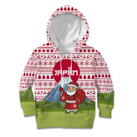Japan Christmas Kid Hoodie with Santa Mount Fuji Rising Sun and Festive Pattern Design - Wonder Print Shop