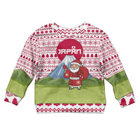 Japan Christmas Kid Ugly Christmas Sweater with Santa Mount Fuji Rising Sun and Festive Pattern Design - Wonder Print Shop