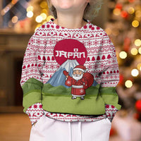 Japan Christmas Kid Ugly Christmas Sweater with Santa Mount Fuji Rising Sun and Festive Pattern Design - Wonder Print Shop