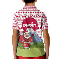 Japan Christmas Kid Polo Shirt with Santa Mount Fuji Rising Sun and Festive Pattern Design - Wonder Print Shop