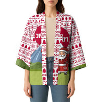 Japan Christmas Kimono with Santa Mount Fuji Rising Sun and Festive Pattern Design - Wonder Print Shop