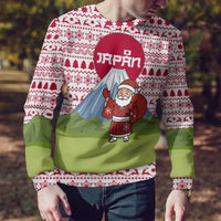 Japan Christmas Ugly Christmas Sweater with Santa Mount Fuji Rising Sun and Festive Pattern Design - Wonder Print Shop