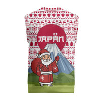 Japan Christmas Knitted V-Neck Vest with Santa Mount Fuji Rising Sun and Festive Pattern Design - Wonder Print Shop