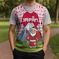 Japan Christmas Knitted V-Neck Vest with Santa Mount Fuji Rising Sun and Festive Pattern Design - Wonder Print Shop