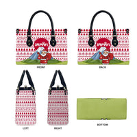 Japan Christmas Leather Bag with Santa Mount Fuji Rising Sun and Festive Pattern Design - Wonder Print Shop