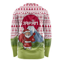 Japan Christmas Long Sleeve Shirt with Santa Mount Fuji Rising Sun and Festive Pattern Design - Wonder Print Shop