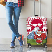 Japan Christmas Luggage Cover with Santa Mount Fuji Rising Sun and Festive Pattern Design - Wonder Print Shop