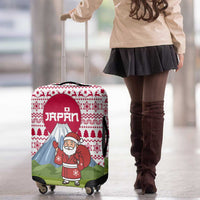 Japan Christmas Luggage Cover with Santa Mount Fuji Rising Sun and Festive Pattern Design - Wonder Print Shop