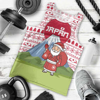 Japan Christmas Men Tank Top with Santa Mount Fuji Rising Sun and Festive Pattern Design - Wonder Print Shop