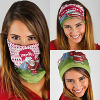Japan Christmas Neck Gaiter with Santa Mount Fuji Rising Sun and Festive Pattern Design - Wonder Print Shop