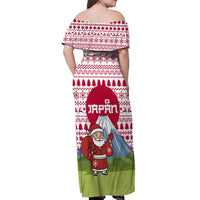 Japan Christmas Off Shoulder Maxi Dress with Santa Mount Fuji Rising Sun and Festive Pattern Design - Wonder Print Shop