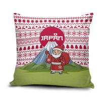 Japan Christmas Pillow Cover with Santa Mount Fuji Rising Sun and Festive Pattern Design - Wonder Print Shop
