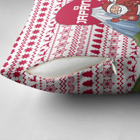 Japan Christmas Pillow Cover with Santa Mount Fuji Rising Sun and Festive Pattern Design - Wonder Print Shop