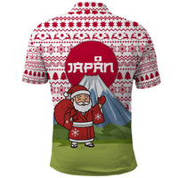 Japan Christmas Polo Shirt with Santa Mount Fuji Rising Sun and Festive Pattern Design - Wonder Print Shop