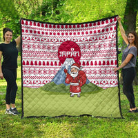Japan Christmas Quilt with Santa Mount Fuji Rising Sun and Festive Pattern Design - Wonder Print Shop