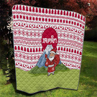 Japan Christmas Quilt with Santa Mount Fuji Rising Sun and Festive Pattern Design - Wonder Print Shop