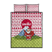 Japan Christmas Quilt Bed Set with Santa Mount Fuji Rising Sun and Festive Pattern Design - Wonder Print Shop