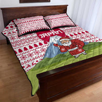 Japan Christmas Quilt Bed Set with Santa Mount Fuji Rising Sun and Festive Pattern Design - Wonder Print Shop