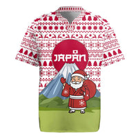 Japan Christmas Rugby Jersey with Santa Mount Fuji Rising Sun and Festive Pattern Design - Wonder Print Shop