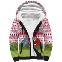 Japan Christmas Sherpa Hoodie with Santa Mount Fuji Rising Sun and Festive Pattern Design - Wonder Print Shop