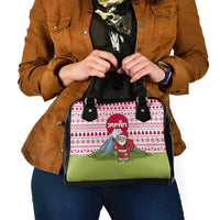 Japan Christmas Shoulder Handbag with Santa Mount Fuji Rising Sun and Festive Pattern Design - Wonder Print Shop