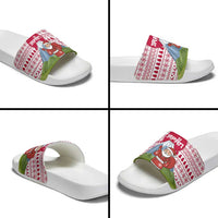 Japan Christmas Slide Sandals with Santa Mount Fuji Rising Sun and Festive Pattern Design - Wonder Print Shop