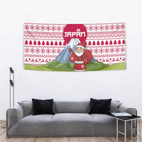 Japan Christmas Tapestry with Santa Mount Fuji Rising Sun and Festive Pattern Design - Wonder Print Shop