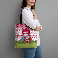 Japan Christmas Tote Bag with Santa Mount Fuji Rising Sun and Festive Pattern Design - Wonder Print Shop
